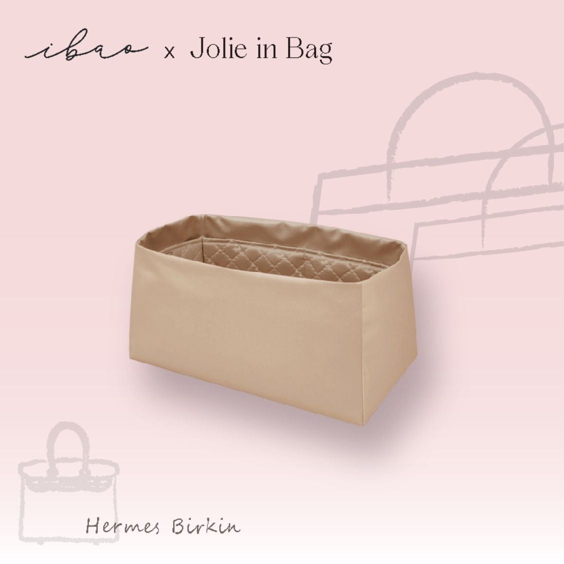 Jolie in Bag Inner Bag | Exclusively for Hermès Birkin 25 Outer Stitching